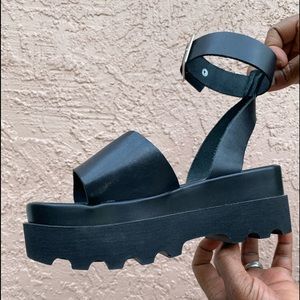 Asos Design Wide Fit Leather Flatforms